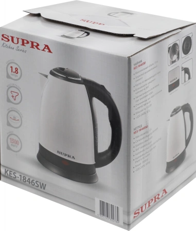 Чайник электрический Supra KES-1846SW 1.8л. 1500Вт белый/черный (корпус: нержавеющая сталь)