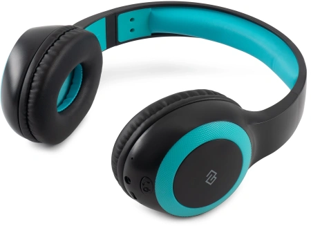Гарнитура накладные Digma BT-15 черный/голубой беспроводные bluetooth оголовье (BT-15BLB)