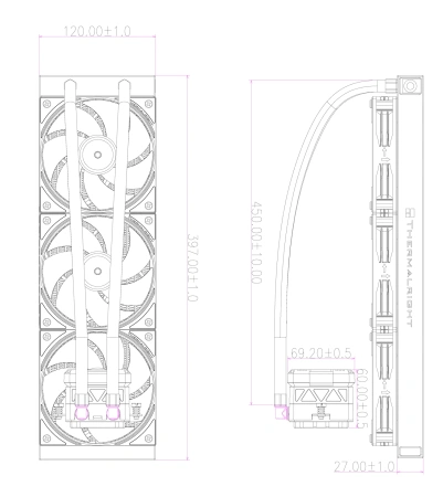 Система водяного охлаждения Thermalright Frozen Warframe 360 ARGB Soc-AM5/AM4/1200/1700/1851 белый 4-pin 29.8dB Al LCD Ret (F-WFRAME-360-WH-ARGB)