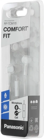 Гарнитура внутриканальные Panasonic RP-TCM115GC 1.2м белый проводные в ушной раковине (RP-TCM115GCW)