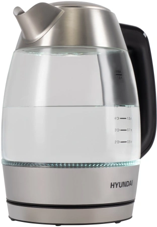 Чайник электрический Hyundai HYK-G9408 1.9л. 2200Вт черный/серебристый корпус: стекло