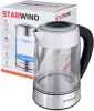 Чайник электрический Starwind SKG5213 1.7л. 2200Вт черный/серебристый (корпус: стекло)