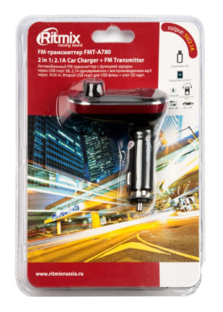 Автомобильный FM-модулятор Ritmix FMT-A780 черный SD USB (15118201)