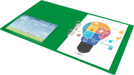 Папка на 2-х D-кольцах Бюрократ -0840/2DGRN A4 пластик 0.8мм кор.40мм внутр. с вставкой зеленый