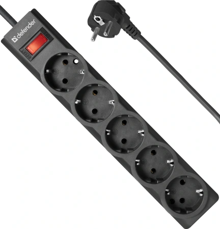 Сетевой фильтр Defender ES largo 3м (5 розеток) черный (коробка)