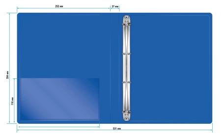 Папка на 4-х кольцах Бюрократ -0827/4RBLU A4 пластик 0.7мм кор.27мм внутр. с вставкой синий