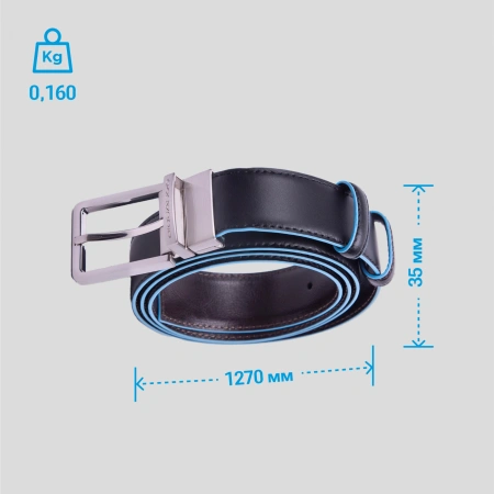 Ремень мужской Piquadro Blue Square CU2619B2/NBLU2 черный/синий натур.кожа