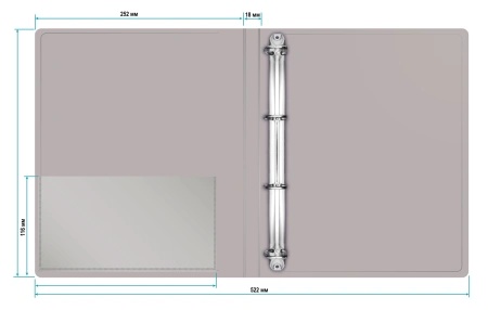Папка на 4-х кольцах Бюрократ -0818/4RGREY A4 пластик 0.7мм кор.18мм внутр. с вставкой серый