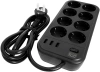 Сетевой фильтр Powercom SP-08 USB03AB 1.8м 1.8м (8 розеток) черный (коробка)