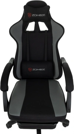 Кресло игровое Zombie Weaver черный/серый с подголов. крестов. пластик подст.для ног пластик черный