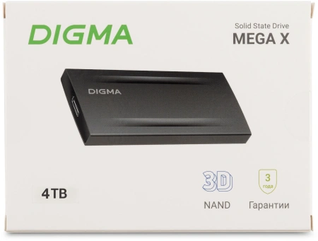 Накопитель SSD Digma USB3.2 Gen2x2 4TB DGSM8004T2MGG MEGA X 1.8" темно-серый