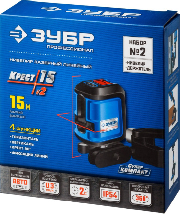 Нивелир лазерн. Зубр КРЕСТ-15 цв.луч. красный (34902-2_Z01)