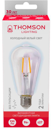 Лампа филам. Thomson Filament TH-B2342 9Вт цок.:E27 эдисон 220B 6500K св.свеч.бел.хол. ST64 (упак.:1шт)