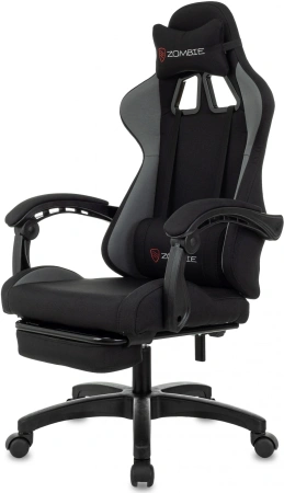 Кресло игровое Zombie Shadow черный/серый с подголов. крестов. пластик подст.для ног пластик черный