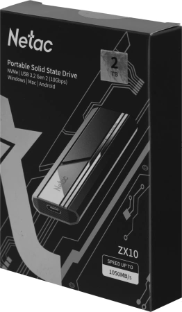 Накопитель SSD Netac USB-C 2TB NT01ZX10-002T-32BK ZX10 1.8" черный