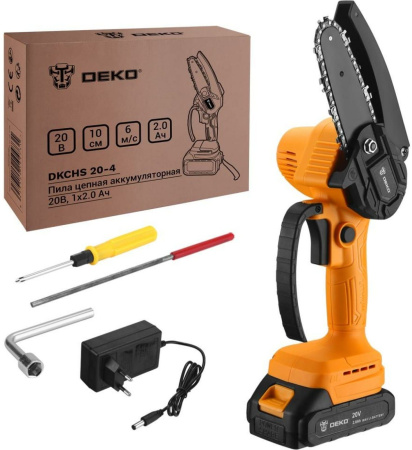 Цепная пила Deko DKCHS 20-4 аккум. дл.шины:4"(10cm) 1аккум. 2Ач ЗУ (063-4308)