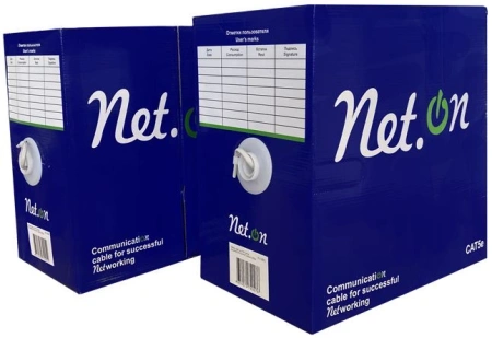 Кабель сетевой информационный NetOn 01-0302 кат.5E UTP 4 пары 24AWG PVC внутренний 305м серый