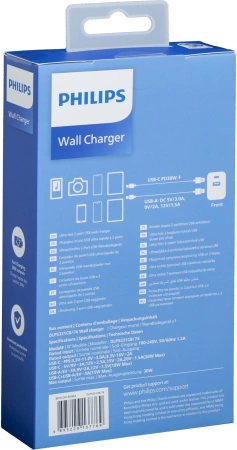 Сетевое зар./устр. Philips DLP5331 30W 1.5A (PD) USB/USB Type-C универсальное черный (DLP5331CB/74)