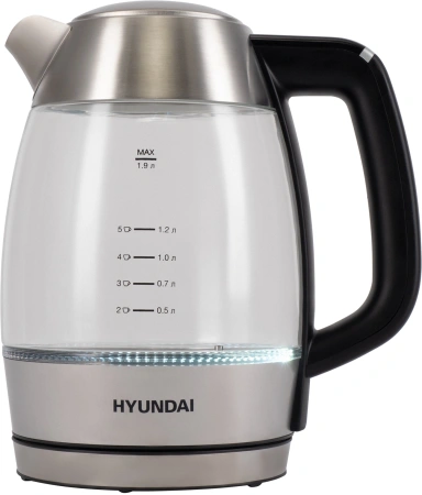Чайник электрический Hyundai HYK-G9408 1.9л. 2200Вт черный/серебристый корпус: стекло