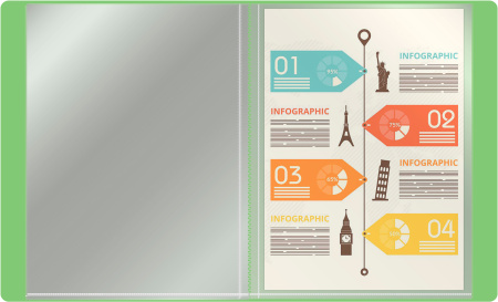 Папка с 20 прозр.вклад. Бюрократ Gems GEM20GRN A4 пластик 0.7мм торц.карм с бум. встав зеленый турмалин