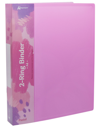 Папка на 2-х кольцах Бюрократ Pastel PAST0812/2RPINK A4 пластик 0.5мм кор.27мм торц.карм с бум. встав розовый