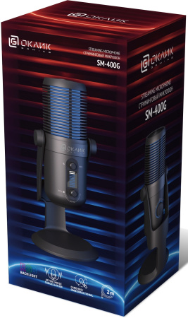 Микрофон проводной Оклик SM-400G 2м черный