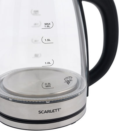 Чайник Scarlett SC-EK27G30 1.8л. 1800Вт сталь/черный (стекло/пластик)