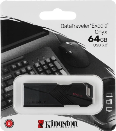 Флеш Диск Kingston 64Gb DataTraveler Exodia Onyx DTXON/64GB USB3.2 черный