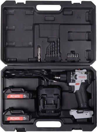 Дрель-шуруповерт Ресанта ДА-20-2ЛК-БП аккум. (кейс в комплекте) (75/14/15)