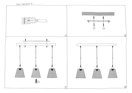 Светильник Hiper Wink H229-3 подвес. цв.св.:белый бронзовый