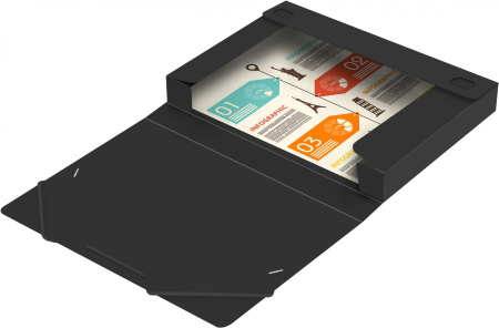 Папка-короб на резинке Бюрократ -BA25/05BLCK пластик 0.5мм корешок 25мм A4 черный