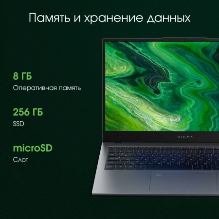 Ноутбук Digma Pro Fortis M Ryzen 5 7430U 8Gb SSD256Gb AMD Radeon 15.6" IPS FHD (1920x1080) Windows 11 Professional grey WiFi BT Cam 4250mAh (DN15R5-8CXW04)
