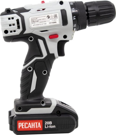 Дрель-шуруповерт Ресанта ДА-20-2ЛК аккум. патрон:быстрозажимной (кейс в комплекте) (75/14/11)