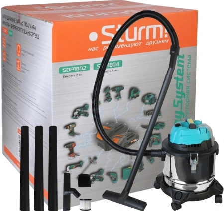 Строительный пылесос Sturm! CVC1815 (уборка: сухая/сбор воды/выдув) синий