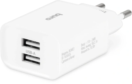 Сетевое зар./устр. Buro BUWE1 10.5W 2.1A 2xUSB универсальное белый (BUWE10S200WH)