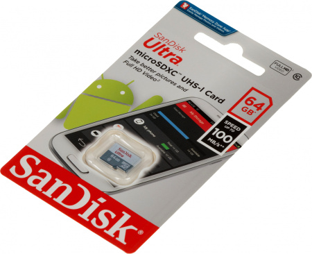 Флеш карта microSDXC 64Gb Class10 Sandisk SDSQUNR-064G-GN3MN Ultra w/o adapter