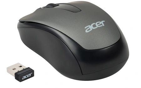 Мышь Acer OMR134 серый оптическая (1000dpi) беспроводная USB для ноутбука (2but)