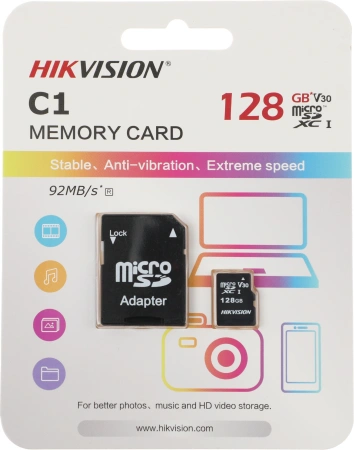 Флеш карта microSDXC 128Gb Class10 Hikvision HS-TF-C1(STD)/128G/Adapter + adapter