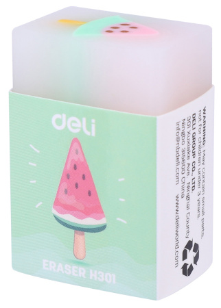 Ластик Deli EH301 прямоугольный 38х25х17мм ассорти индивидуальная картонная упаковка