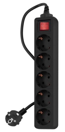 Сетевой фильтр PC Pet AP01006-5-B 5м (5 розеток) черный (пакет ПЭ)