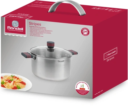 Кастрюля Rondell Stripes RDS-1281 5.8л. d=24см (с крышкой) стальной