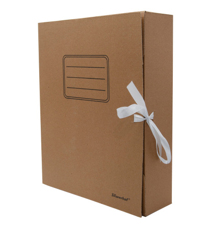 Папка архивная 2 завязки Silwerhof ПАЗ-75БУРЫЙ микрогофрокартон корешок 75мм 250x325x75мм бурый