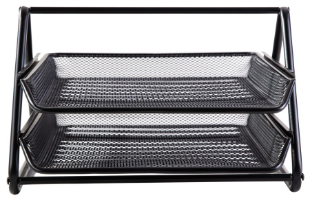 Лоток горизонтальный Deli E9183 для бумаг 350х274х185мм черный металл сетка