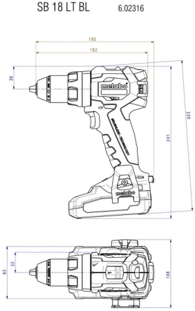 Дрель-шуруповерт Metabo SB 18 LT BL 18Вт аккум. патрон:быстрозажимной (кейс в комплекте) (602316500)