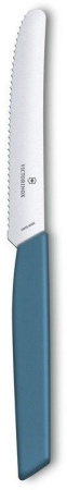 Нож кухонный Victorinox Swiss Modern (6.9006.11W2) стальной столовый для томатов лезв.110мм серрейт. заточка синий