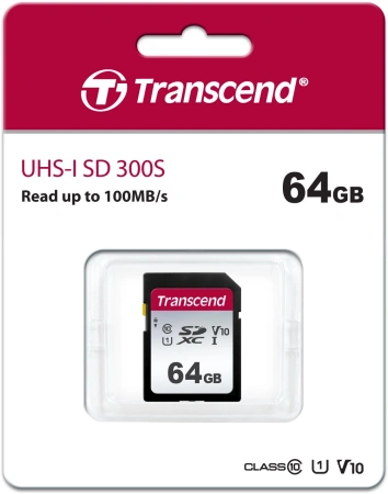 Флеш карта SDXC 64Gb Class10 Transcend TS64GSDC300S 300S w/o adapter