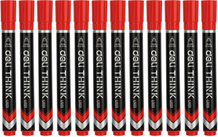 Набор маркеров перманентных Deli EU10140-P Think скошенный пиш. наконечник 1.5-5мм красный коробка к