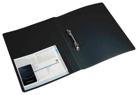 Папка на 2-х кольцах Бюрократ -0812/2RBLCK A4 пластик 0.8мм кор.40мм внутр. с вставкой черный