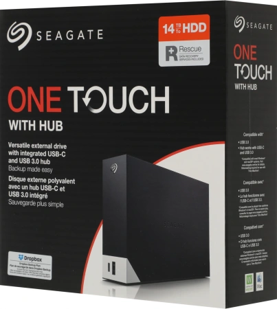 Жесткий диск Seagate USB 3.0 14Tb STLC14000400 One Touch Hub 3.5" черный