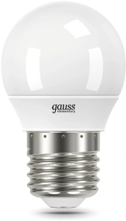 Лампа светодиодная Gauss Elementary 53232 12Вт цок.:E27 шар 220B 6500K св.свеч.бел.хол. (упак.:10шт)